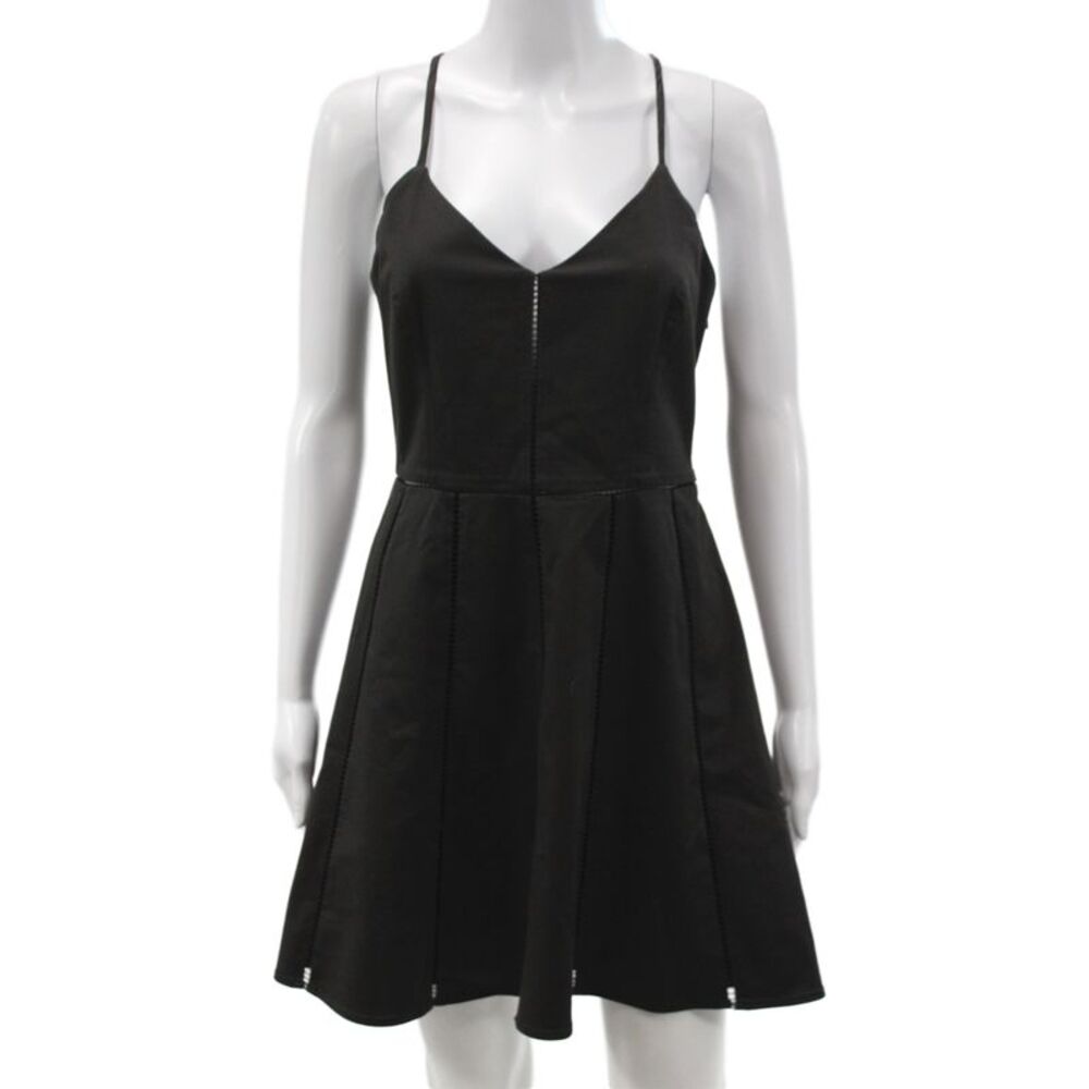 Parker Women Fit & Flare Tank Dress Black V Neck Sleeveless Zip Size S
